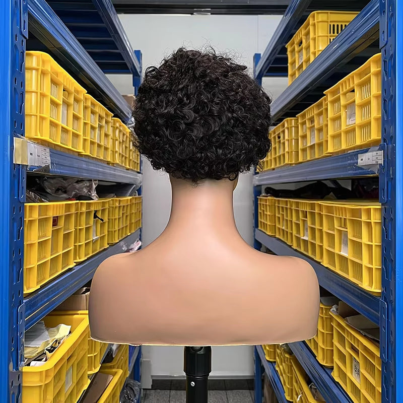 Natural Brazilian curly pixie wig