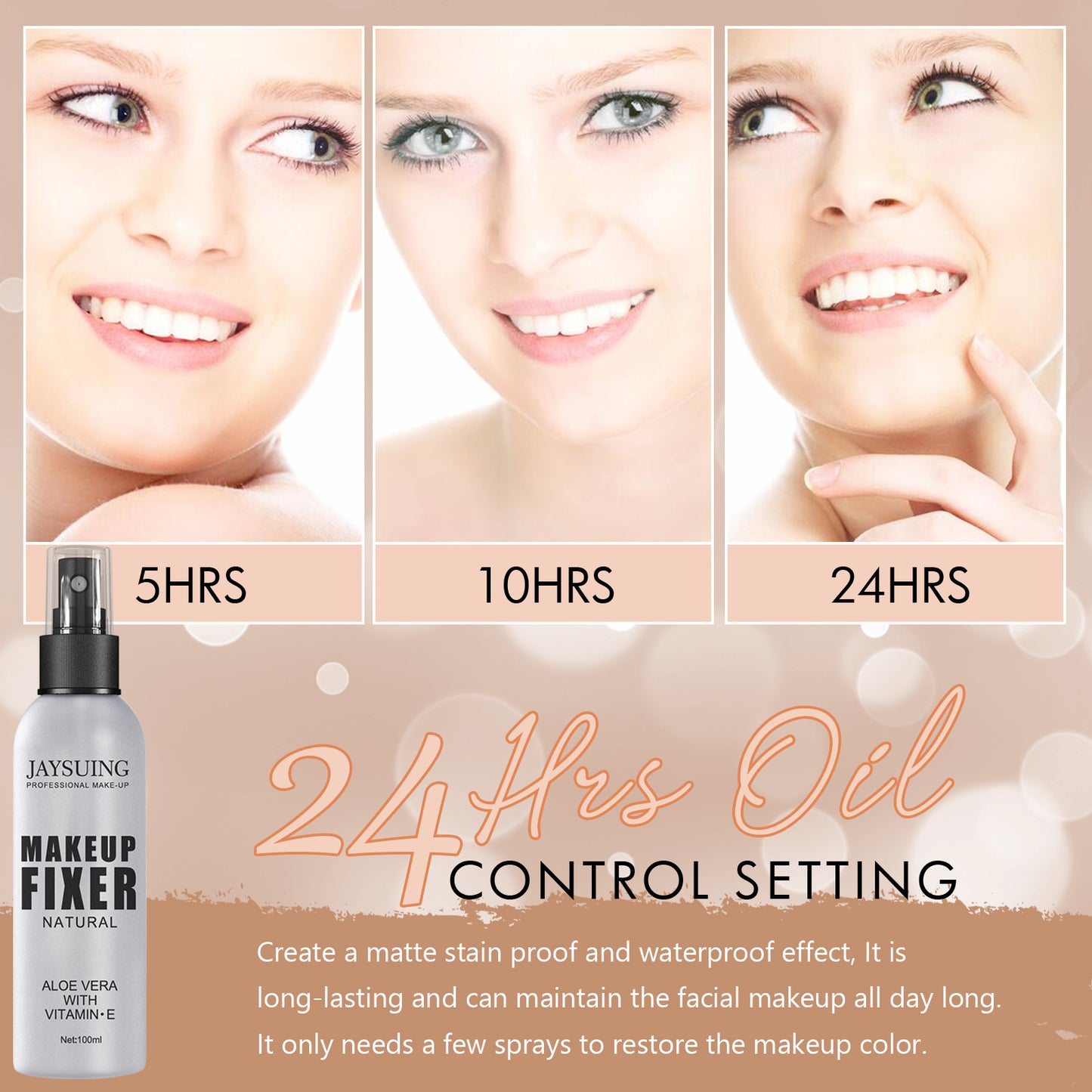 Model applying Jaysuing Setting Spray