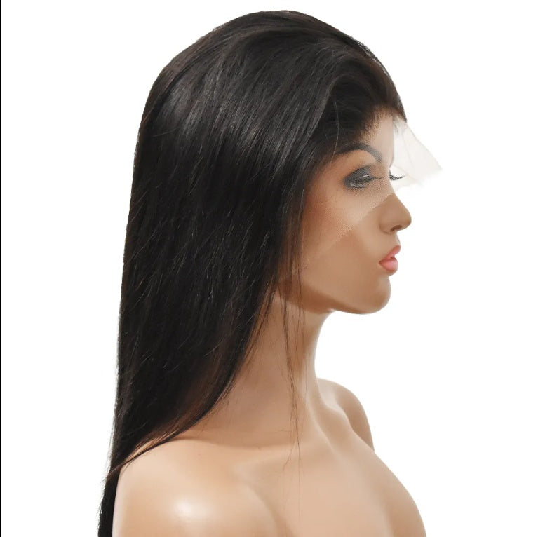 Natural hairline black human hair lace wig