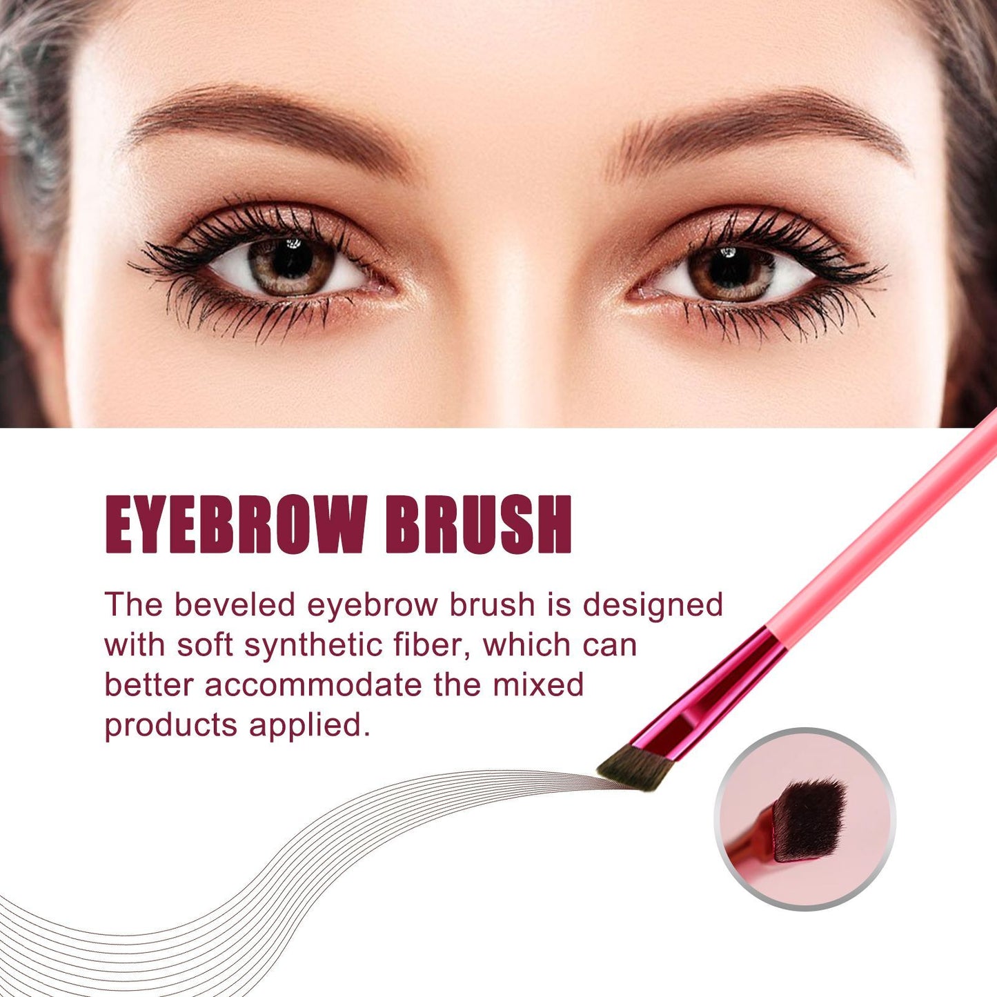 Brow grooming brush with fine bristles