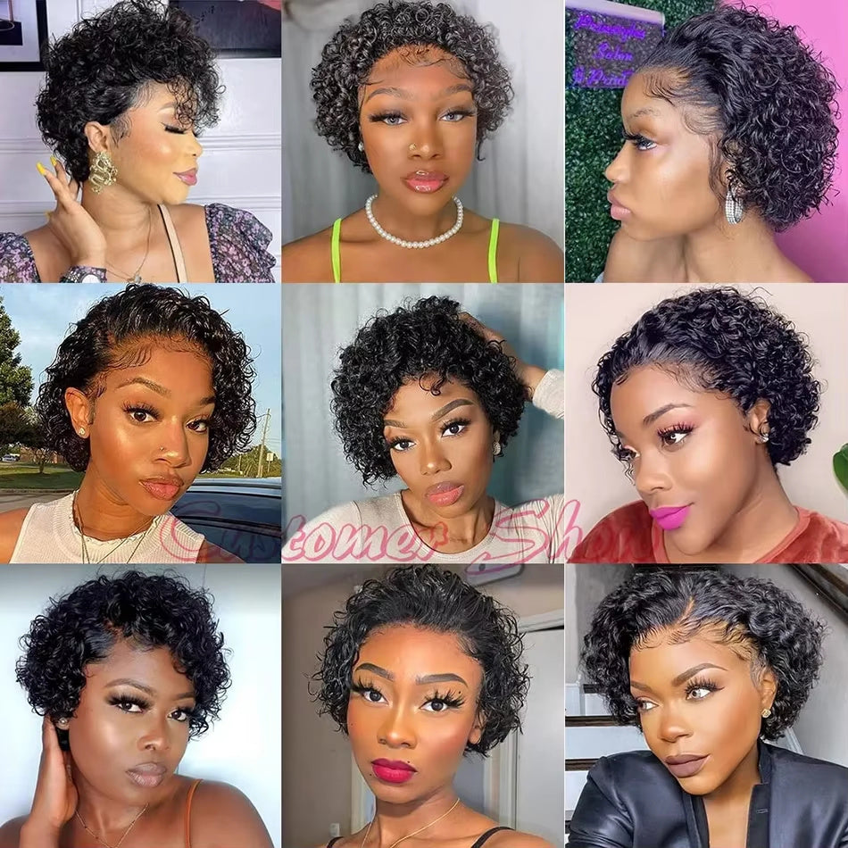Short curly lace front wig for natural Black hair look