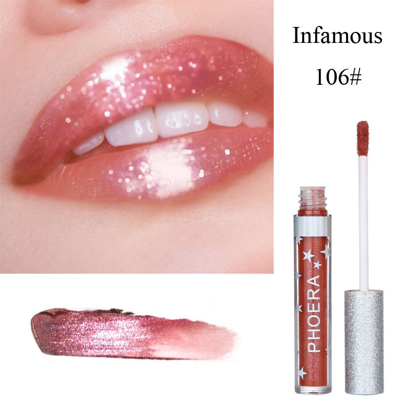 Long wear glitter lipstick