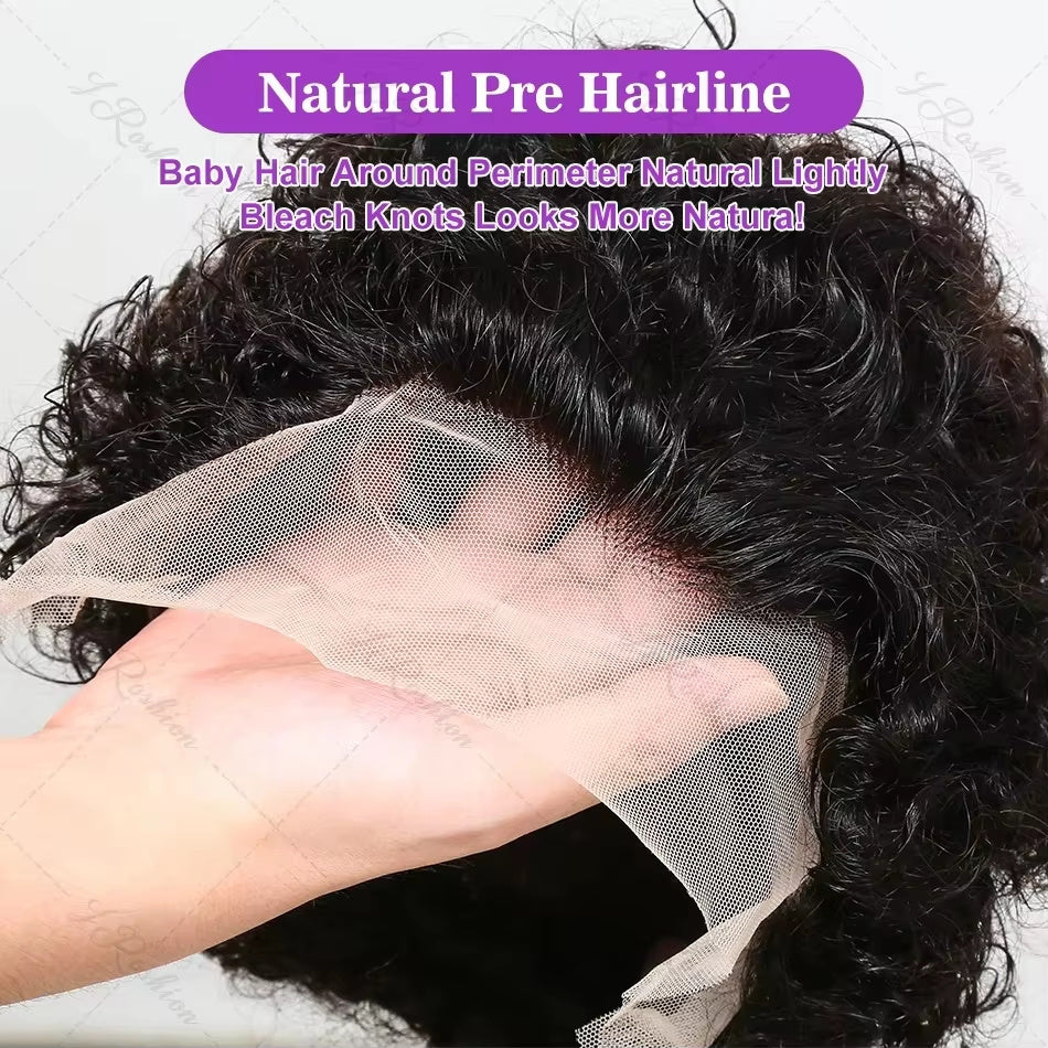 Heat-styled human hair pixie wig