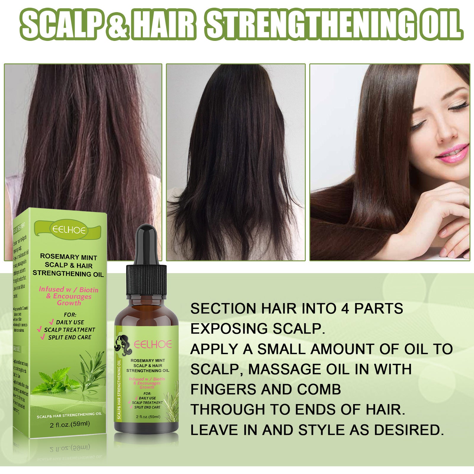 Scalp massage with rosemary mint oil