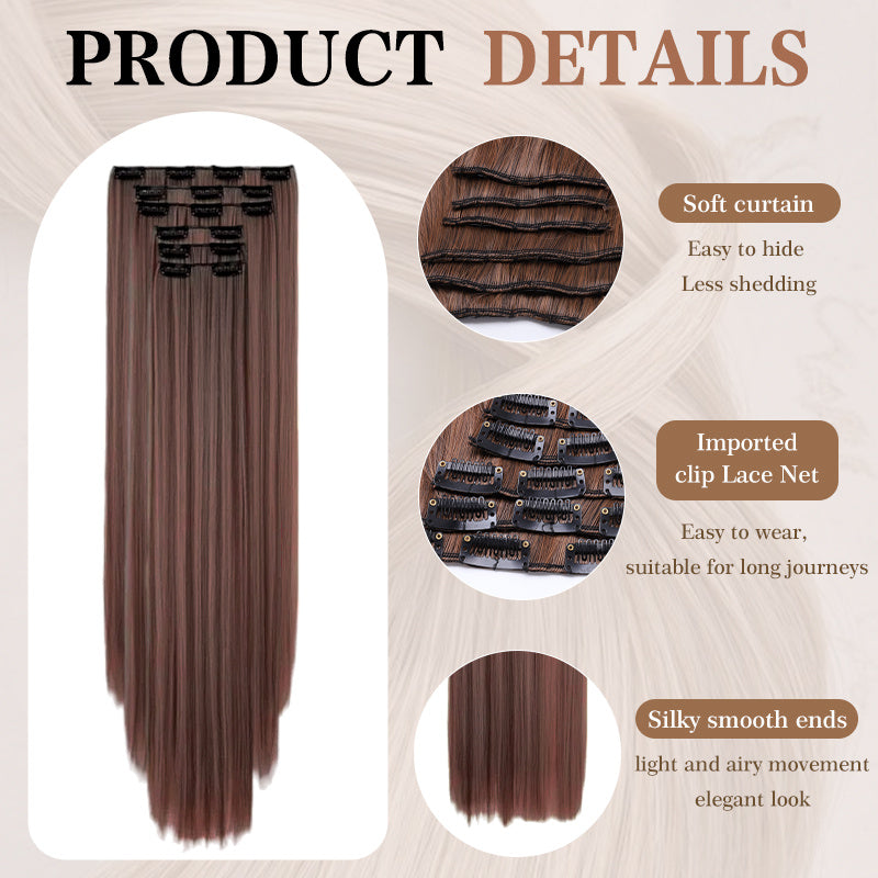 Synthetic natural black hair extensions – 6PCS clip in set