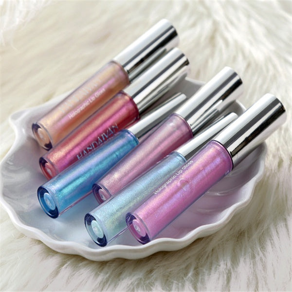 Lip gloss tube with holographic packaging

