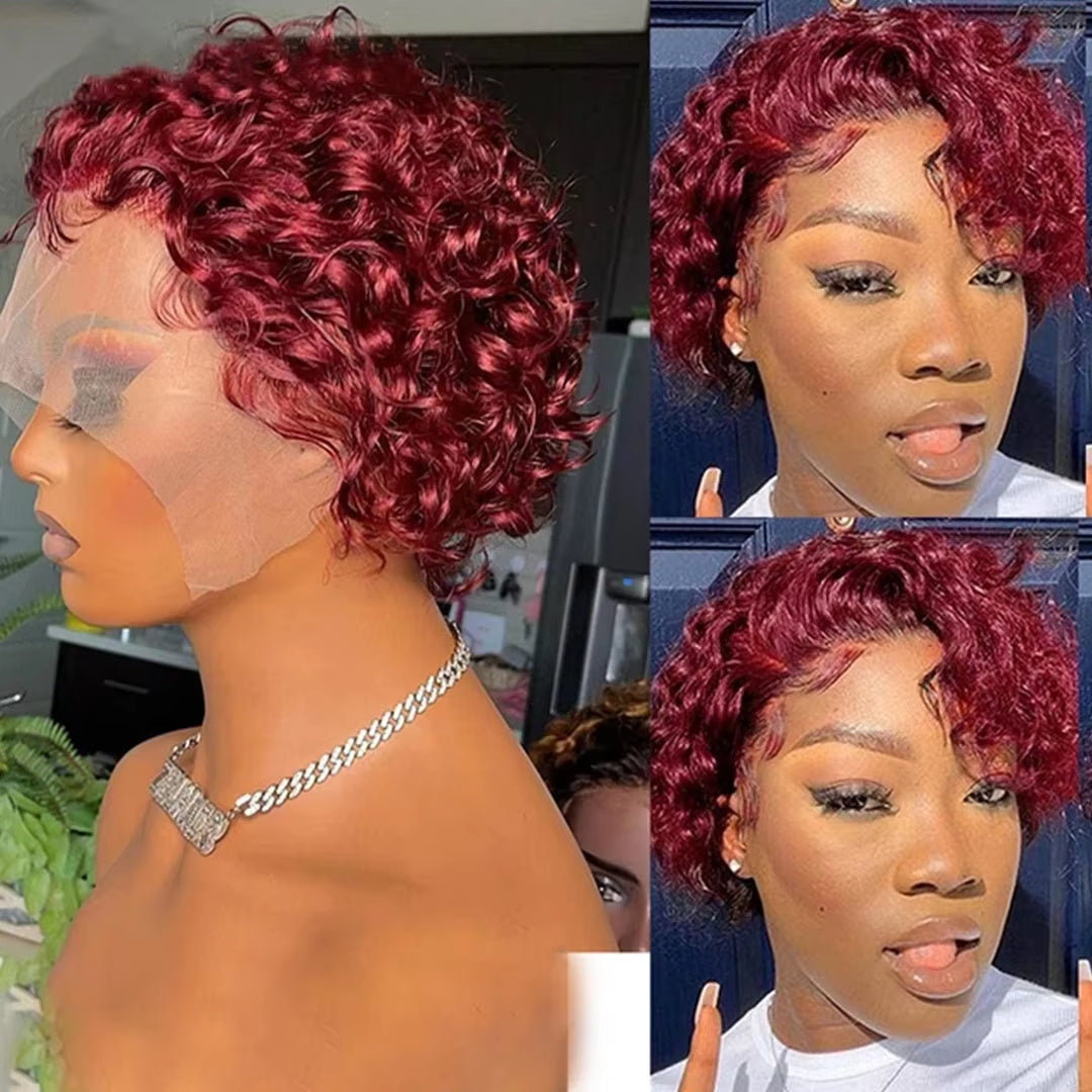 Brazilian Burgundy Lace Front Pixie Cut Wig