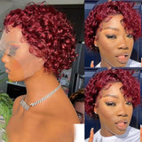 Brazilian Burgundy Lace Front Pixie Cut Wig