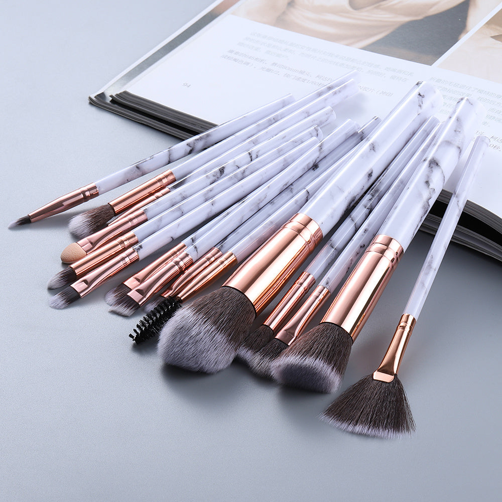 Full view of all 15 marble brushes