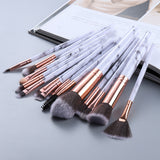 Full view of all 15 marble brushes