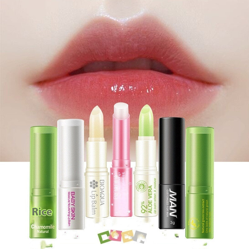 Natural honey lip balm applied on lips