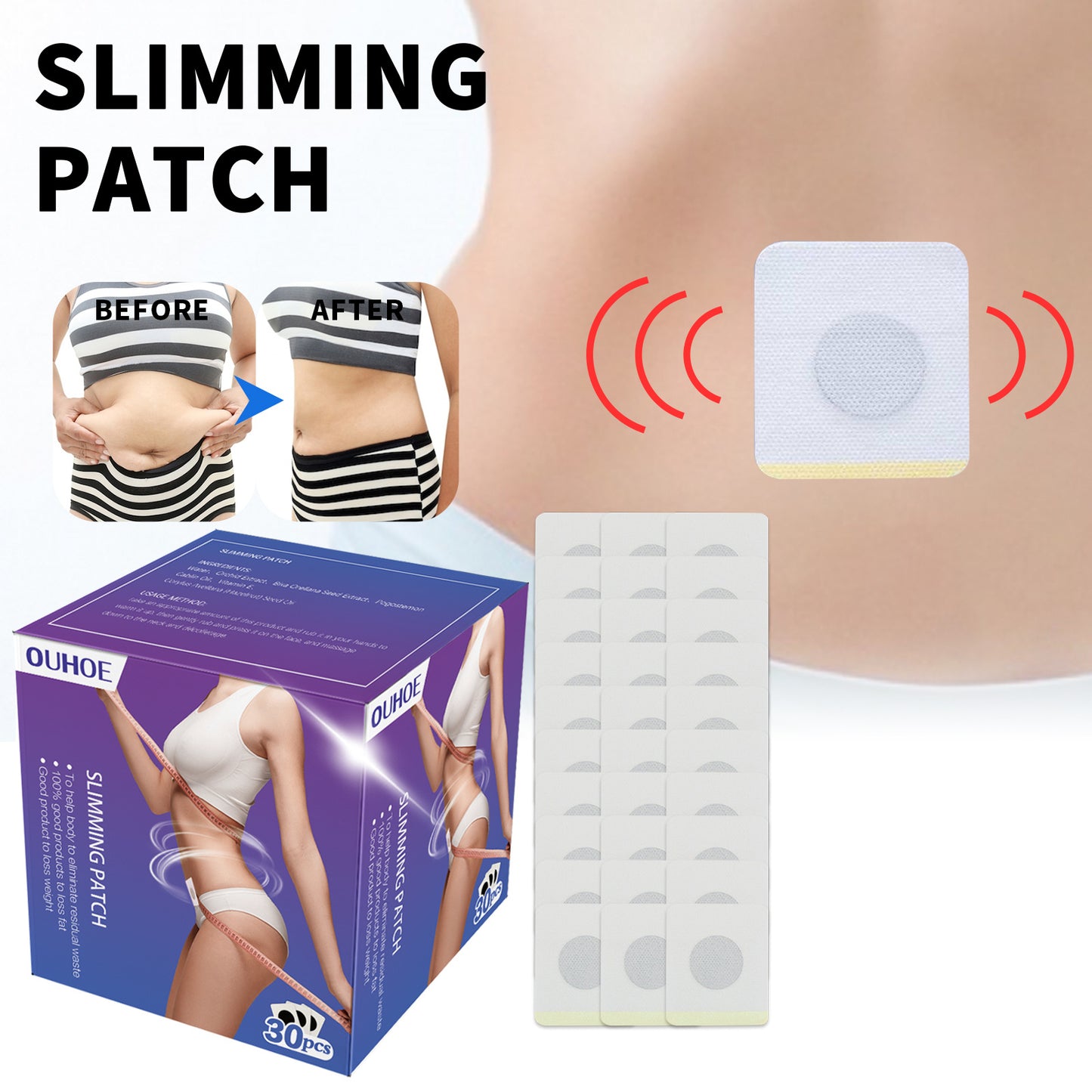 Belly button patch for fat burning