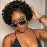Lightweight Brazilian wig with natural curly pixie style