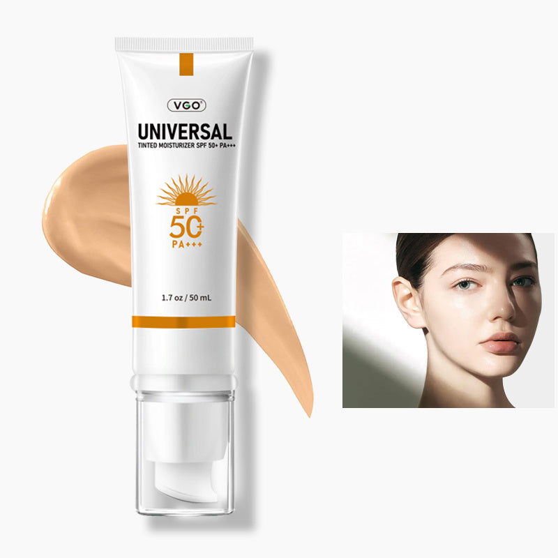 natural makeup look with SPF tinted moisturizer