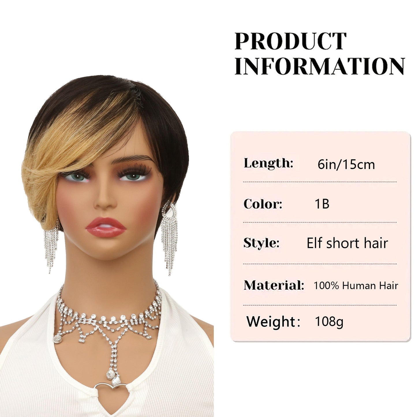 Lace-free short straight wig for women