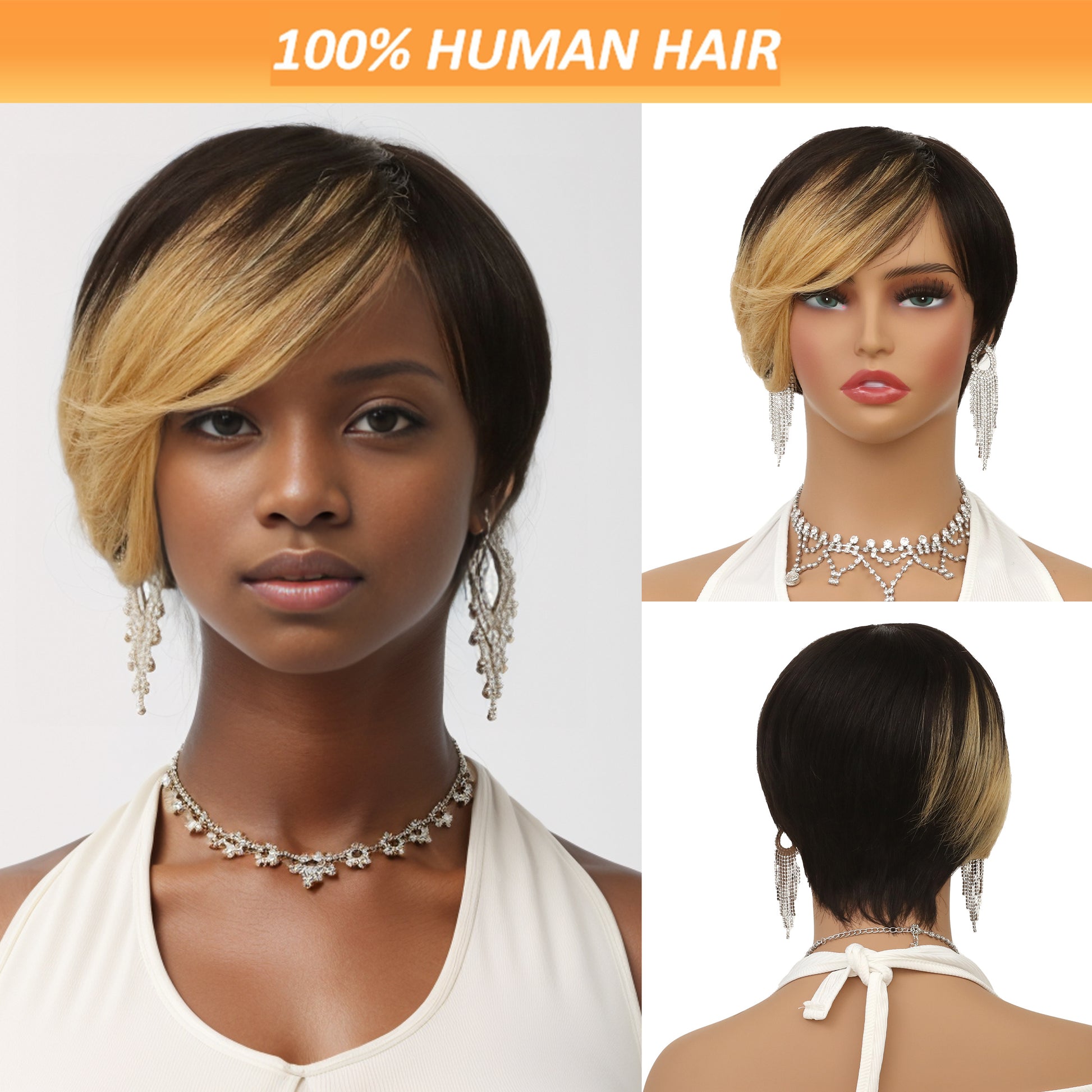 Stylish rose hat wig made from Remy hair