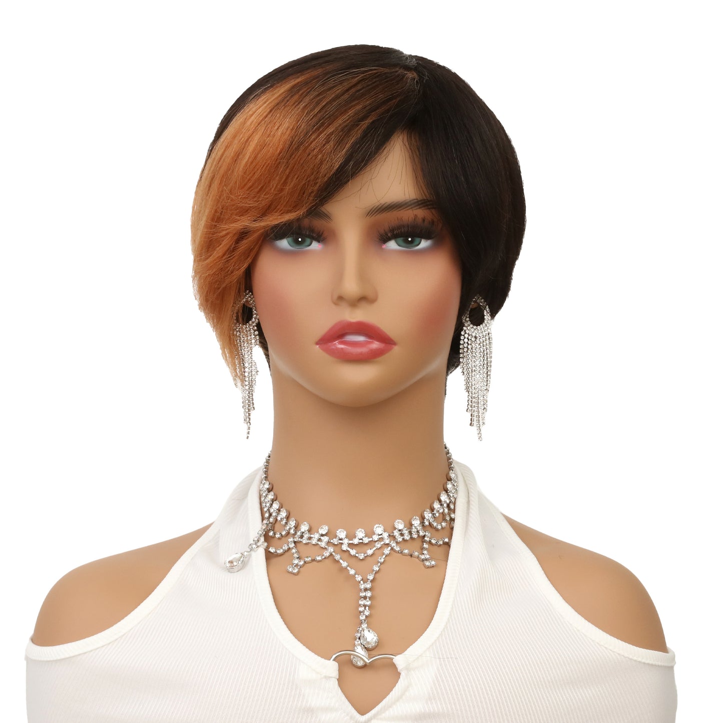 8-inch straight wig with breathable rose hat