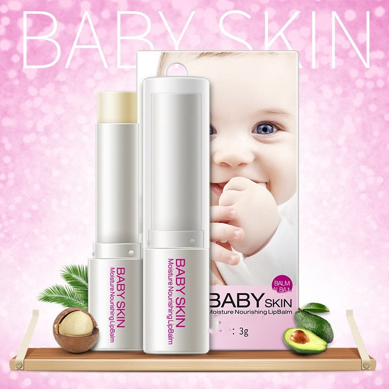 Model applying honey lip balm