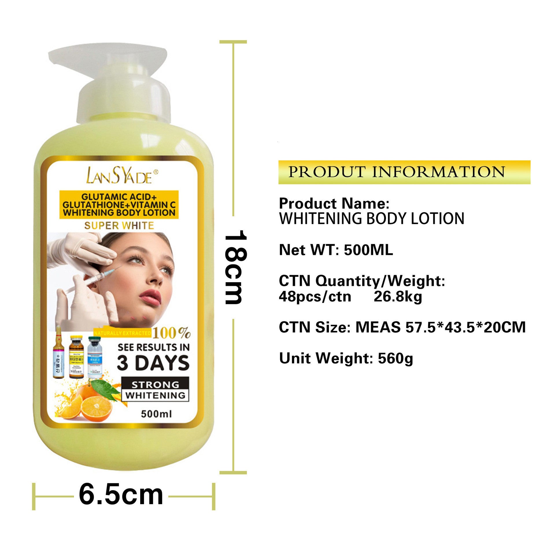 500ml Glutathione lotion on bathroom shelf