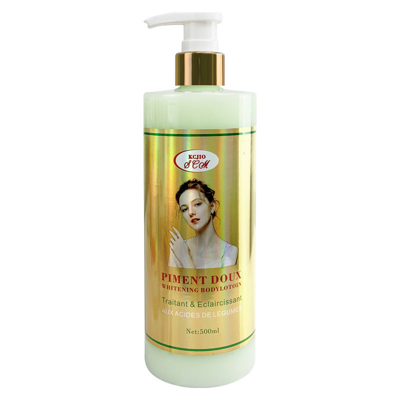 Close-up of glowing skin after using brightening lotion