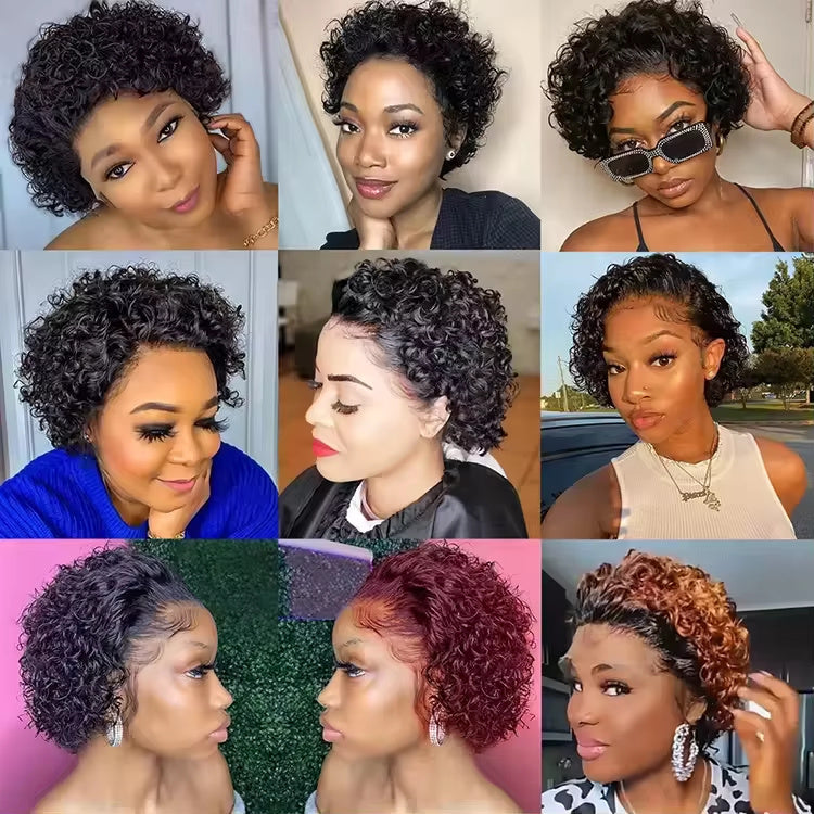 99J Color Human Hair Pixie Cut Wig