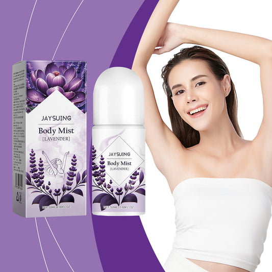 Lavender body lotion bottle on a white background