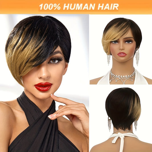 Brazil Remy 8-inch short wig with rose hat