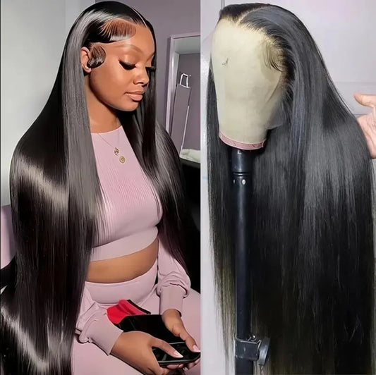 Straight HD lace front wig with pre-plucked hairline