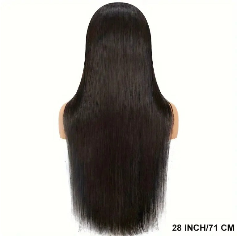 Natural look straight lace front wig with HD transparent lace